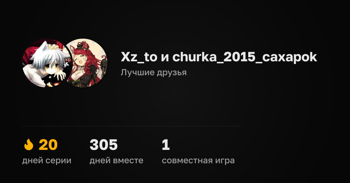 Xz_to и churka_2015_caxapok. Лучшие друзья. 305 дней вместе, серия 20 дней, 1 совместная игра.